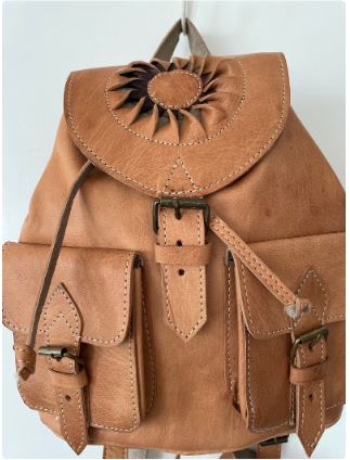 Moroccan organic soft leather backpack