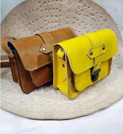 handmade traditional Moroccan leather handbag for women with an elegant touch of heritage
