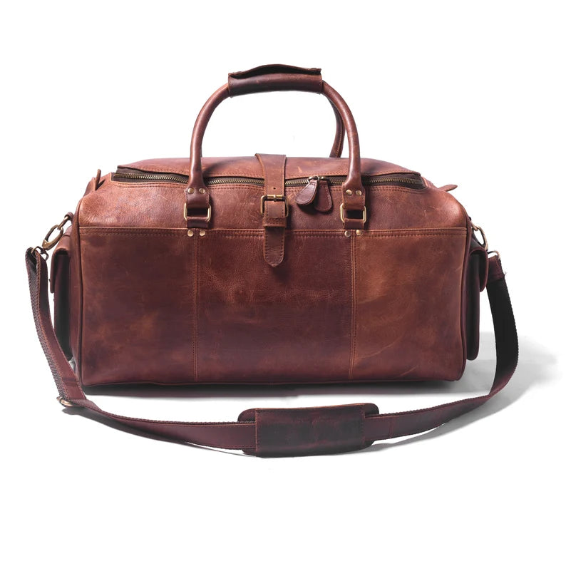 Full grain leather duffle bag