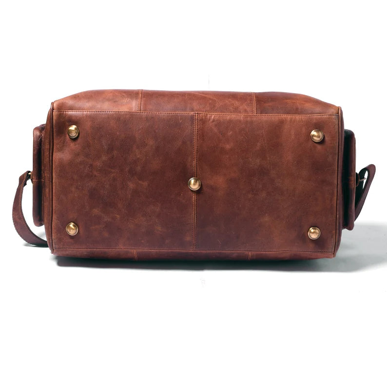 Full grain leather duffle bag