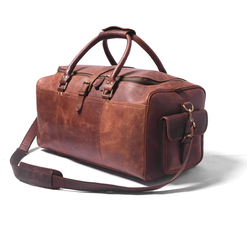 Full grain leather duffle bag