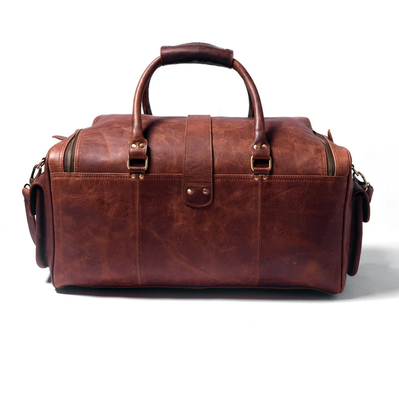 Full grain leather duffle bag