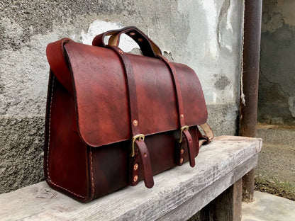 Heavy-duty leather shoulder bag, indestructible, men's and women's leather briefcase, for work, university &office