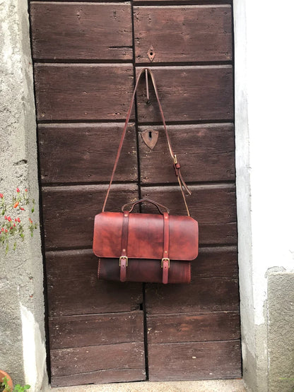 Heavy-duty leather shoulder bag, indestructible, men's and women's leather briefcase, for work, university &office