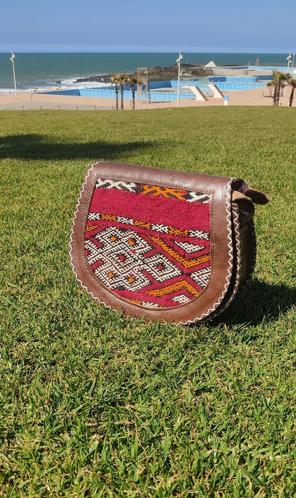 Genuine Leather Handbag Purse Moroccan Women Shoulder Bag Tooled Leather red moroccan handmade