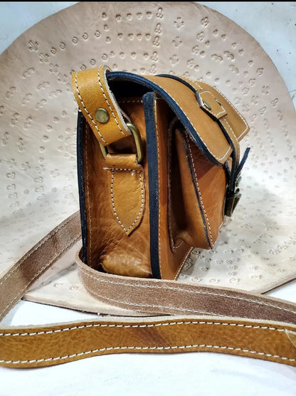 handmade traditional Moroccan leather handbag for women with an elegant touch of heritage