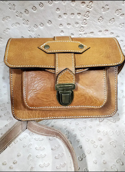 handmade traditional Moroccan leather handbag for women with an elegant touch of heritage